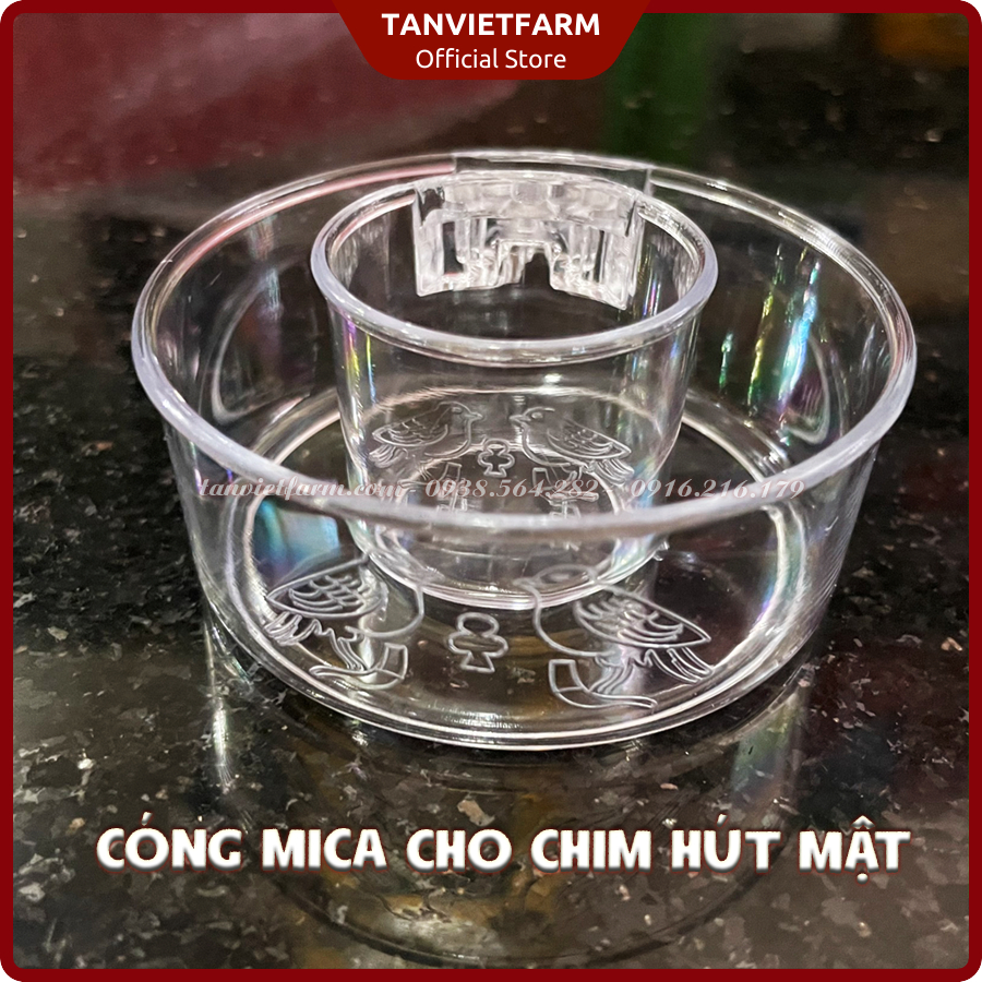 Cóng đựng thức ăn, nước uống cho chim | Máng tắm cho chim hút mật, sơn ca, khuyên, choè, yến, huýt cô | Nhựa mica trong
