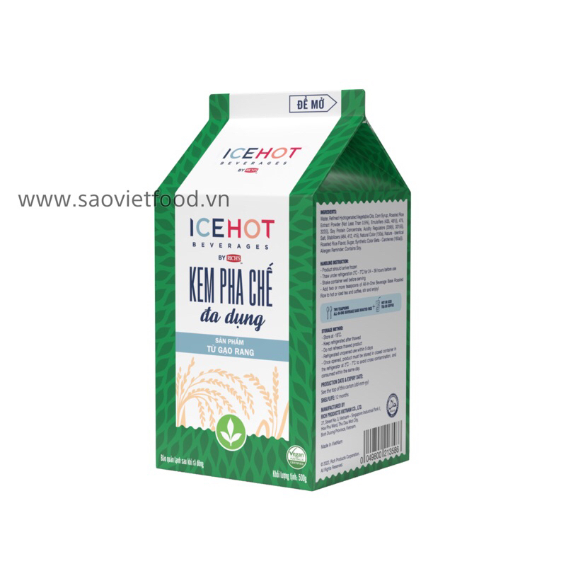 Kem Gạo Rang ICEHOT hộp 500g