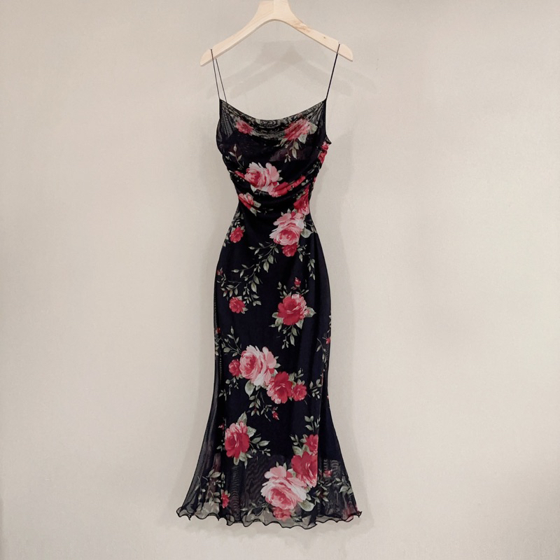 Váy 2 dây body dúm eo NGOCCLOTHING nữ  Đầm 2s ngắn ôm hoa nền trắng quyến rũ, sang trọng, vintage HOT