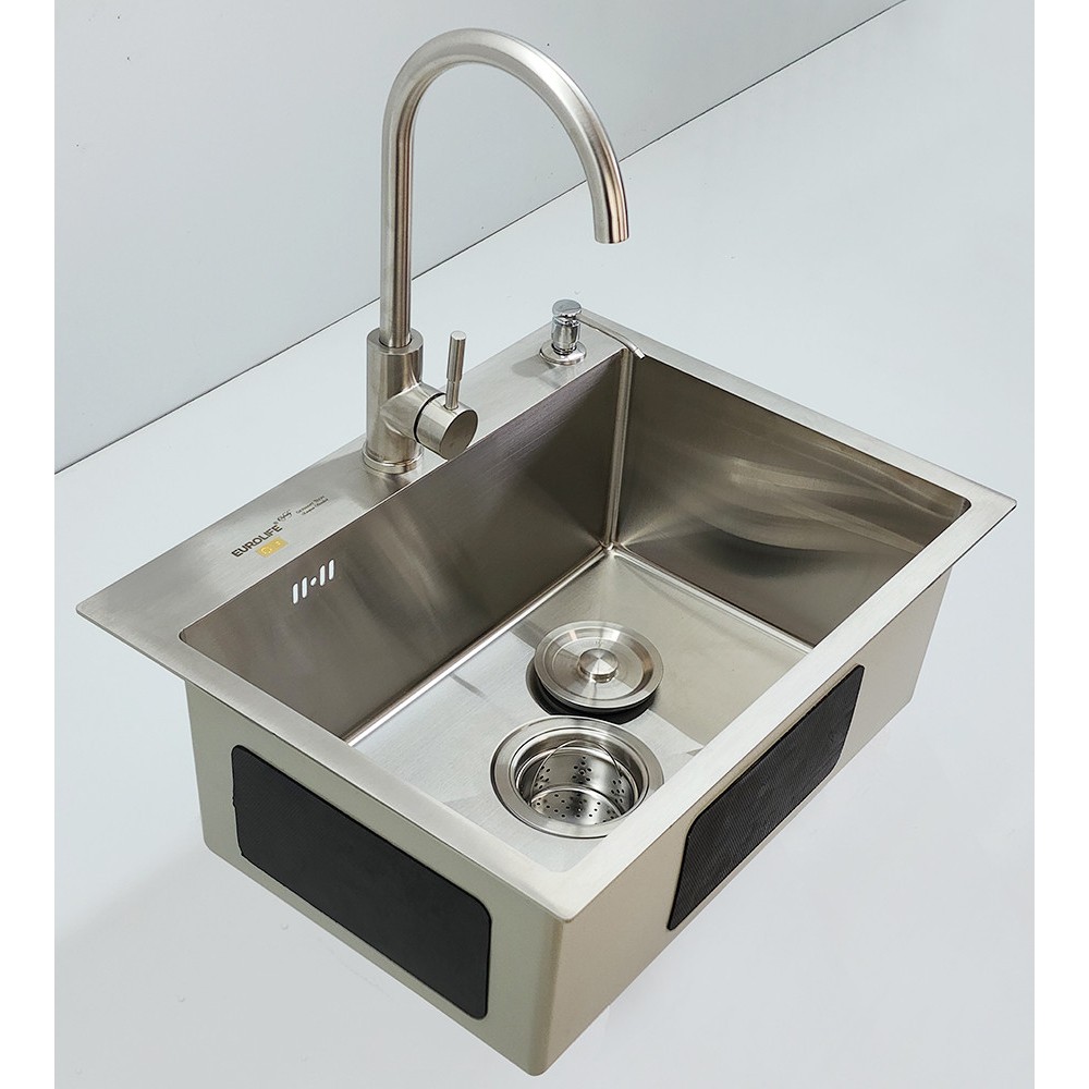 Chậu đúc 1 hố chất liệu Inox SUS 304 Posco - Korea  Eurolife EL-LS6045