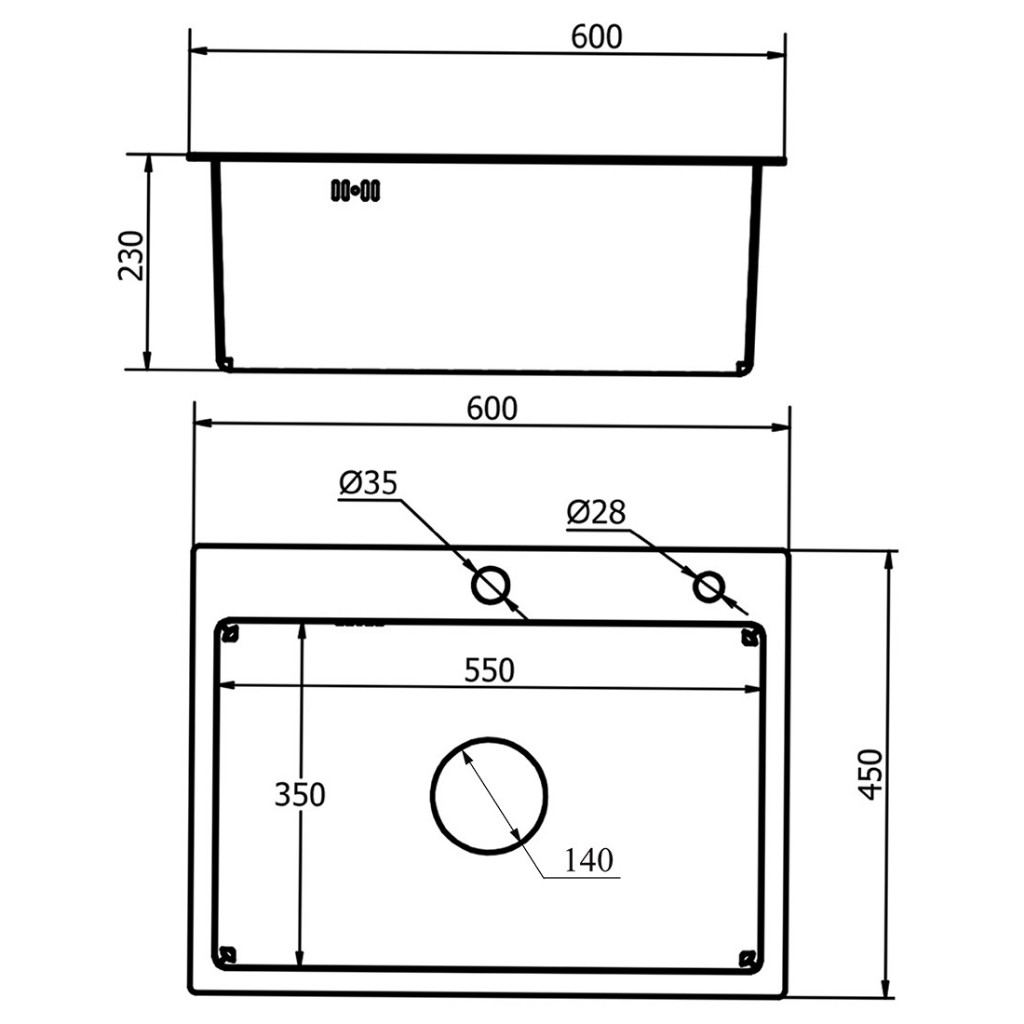 Chậu đúc 1 hố chất liệu Inox SUS 304 Posco - Korea  Eurolife EL-LS6045