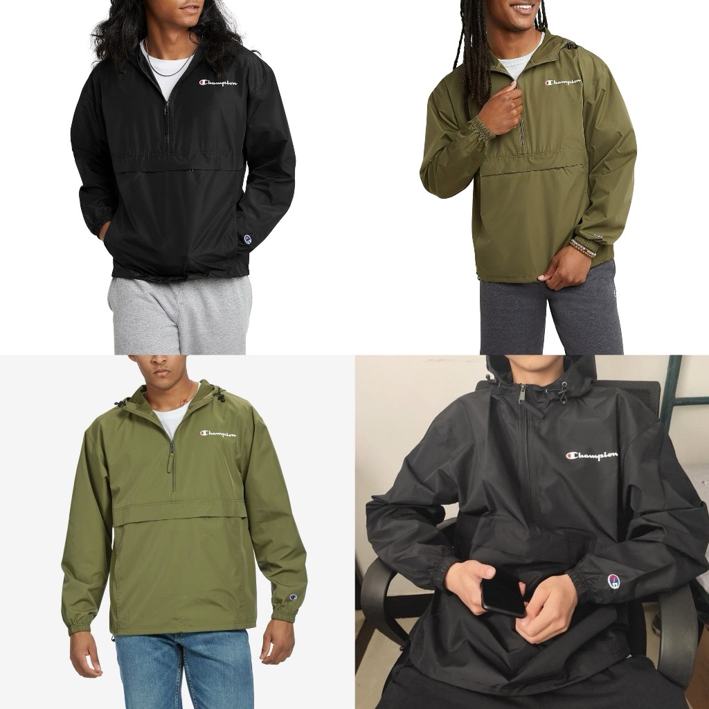 Áo Gió Half Zip Champion, Chất Polyster siêu Dày Dặn Unisex Nam/Nữ