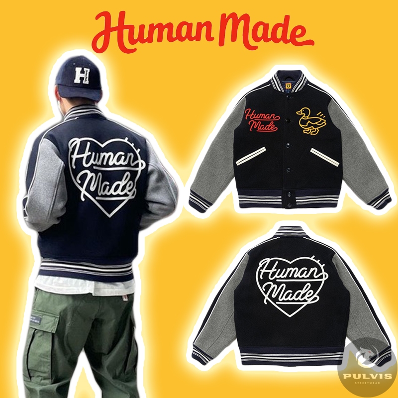 ⚡️[Hight Quality] - Áo Khoác HUMAN MADE Duck Varsity Jacket, Áo bomber Jacket Human Made cao cấp