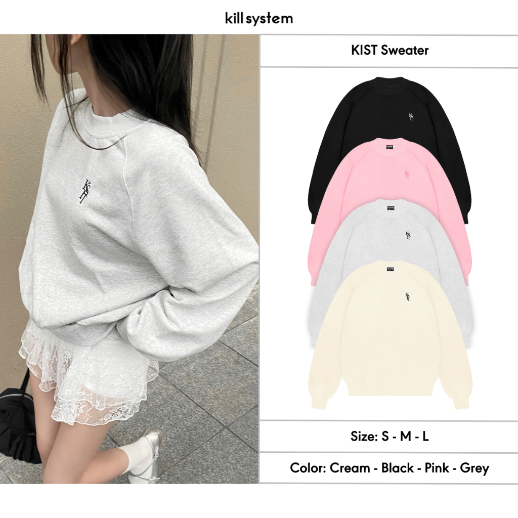 [Mã FATREND2810 giảm đến 30k tối đa 99k] [HÀNG MỚI VỀ] Áo sweater boxy Kill System hình thêu KIST chất vải chân cua