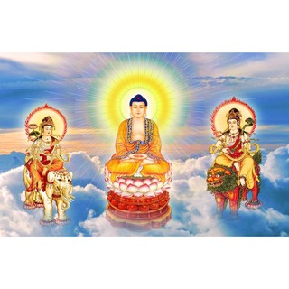 Tranh đính đá 5d tự làm- tranh Tam thế phật cực đẹp