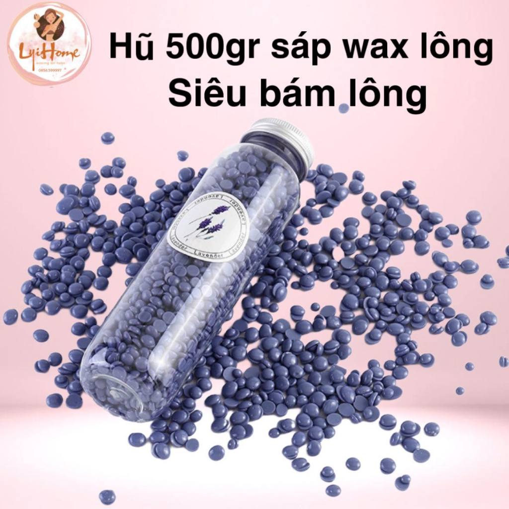 Hũ 500gr sáp wax lông cao cấp SIÊU BÁM LÔNG, hạt sáp to, thơm đi sạch cả râu nam ngắn, cứng LYIHOME