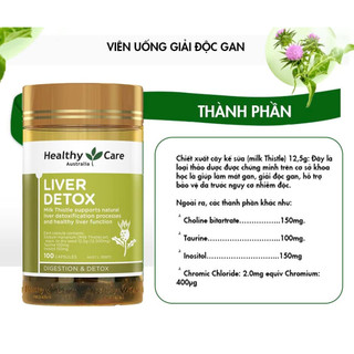 Hỗ trợ gan Healthy Care Liver Detox hộp 100 viên giải độc gan