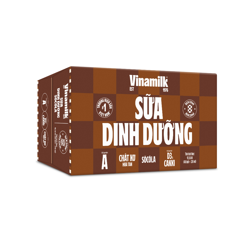 Thùng 48 Bịch sữa dinh dưỡng Vinamilk socola 220ml