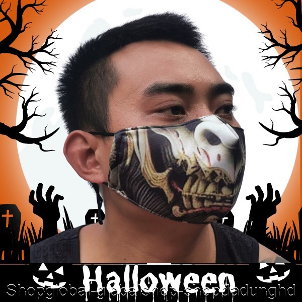 Khẩu trang in hình mặt quỷ halloween