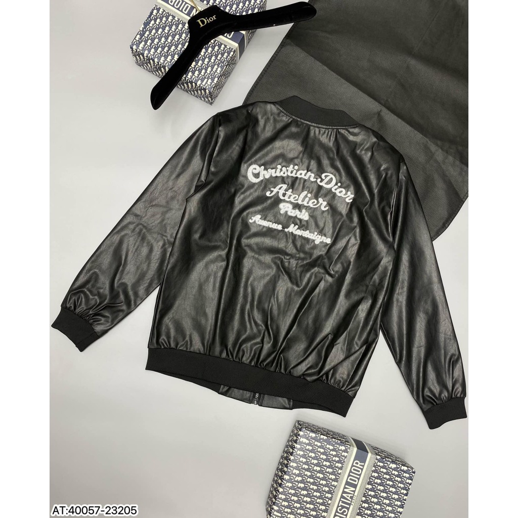 Áo Khoác Bomber Da DIOR Thêu Chữ Lưng 2 Lớp Dầy Dặn - Bomber DIOR Lót Gió Cực Ấm Hottrend Nam Nữ 2023