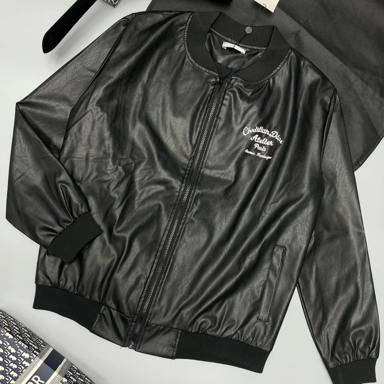Áo Khoác Bomber Da DIOR Thêu Chữ Lưng 2 Lớp Dầy Dặn - Bomber DIOR Lót Gió Cực Ấm Hottrend Nam Nữ 2023