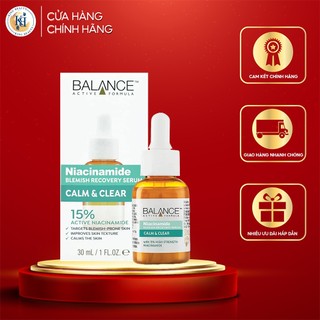 Tinh Chất Giảm Mụn, Se Khít Lỗ Chân Lông, Cải Thiện Da Sần Sùi Balance Niacinamide Blemish Recovery Calm & Clear 30ml