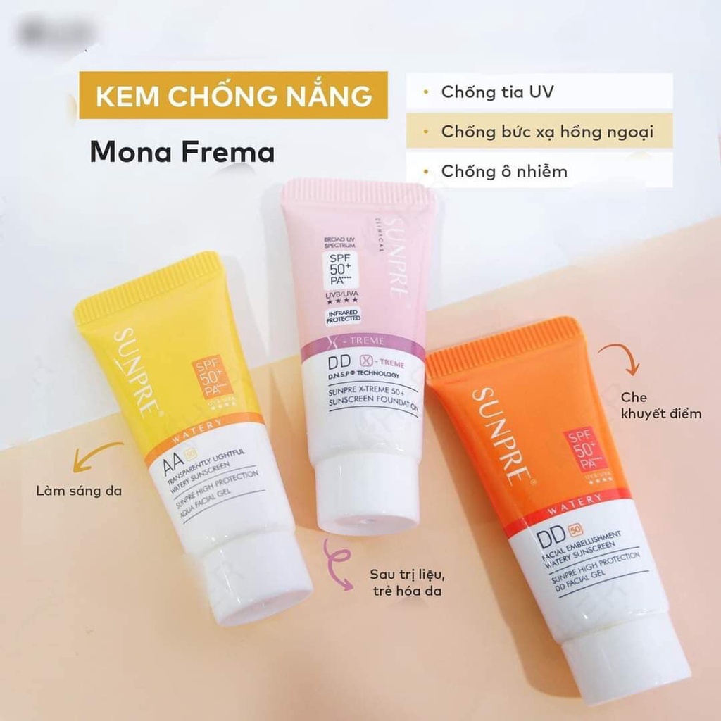 Kem chống nắng Sunpre mona frema AA/DD/AAL/DD X-TREME SPF 50+/PA ++++