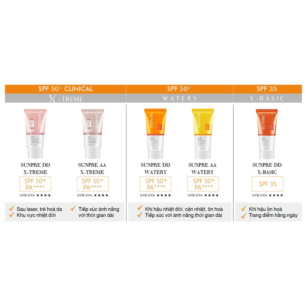 Kem chống nắng Sunpre mona frema AA/DD/AAL/DD X-TREME SPF 50+/PA ++++
