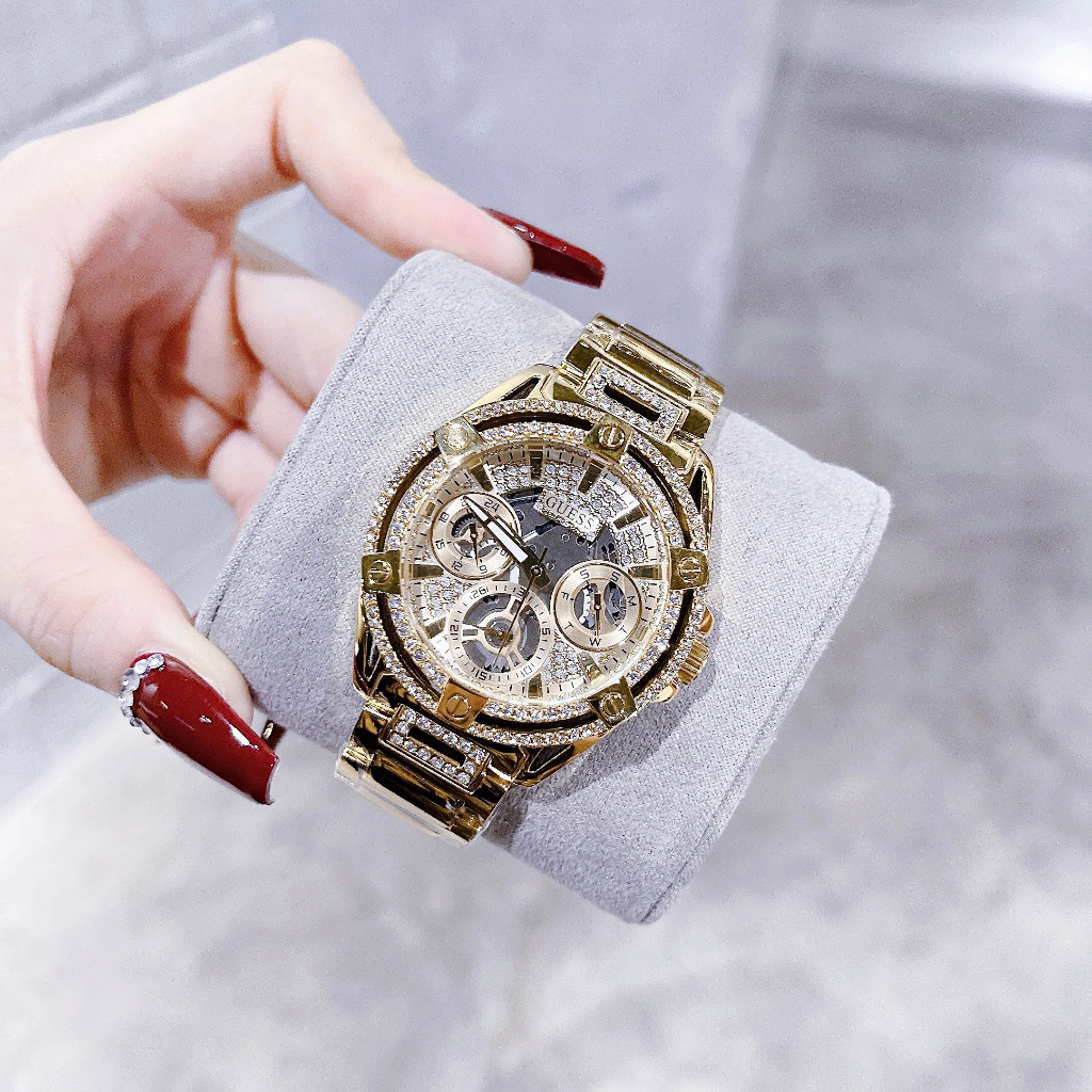 Đồng Hồ Nữ Unisex Guess GW0464L2 Gold QUEEN Vỏ Đính Hạt - Dây Thép - Size 39mm