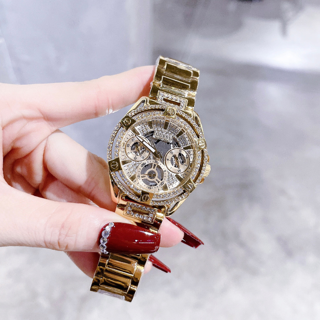 Đồng Hồ Nữ Unisex Guess GW0464L2 Gold QUEEN Vỏ Đính Hạt - Dây Thép - Size 39mm