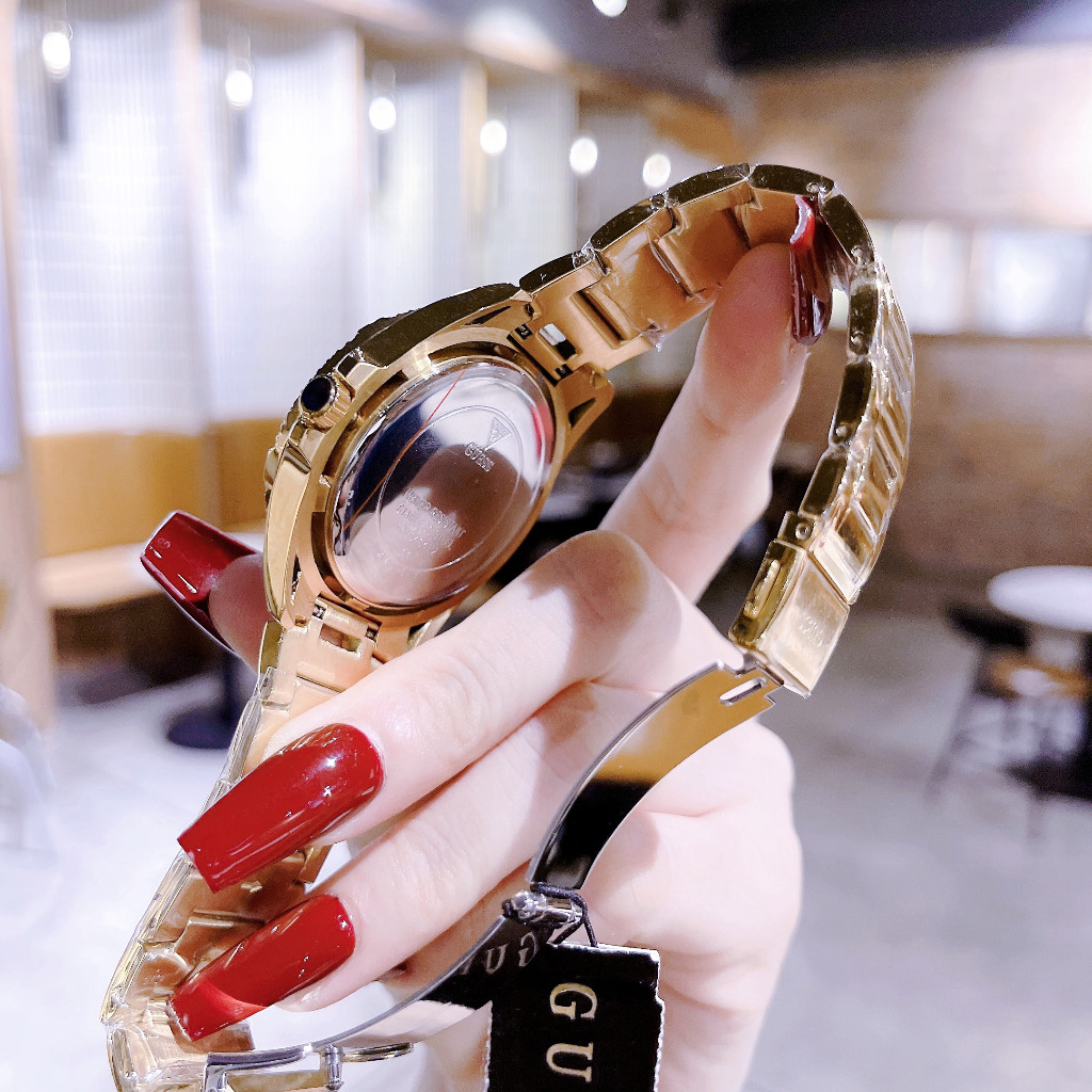 Đồng Hồ Nữ Unisex Guess GW0464L2 Gold QUEEN Vỏ Đính Hạt - Dây Thép - Size 39mm