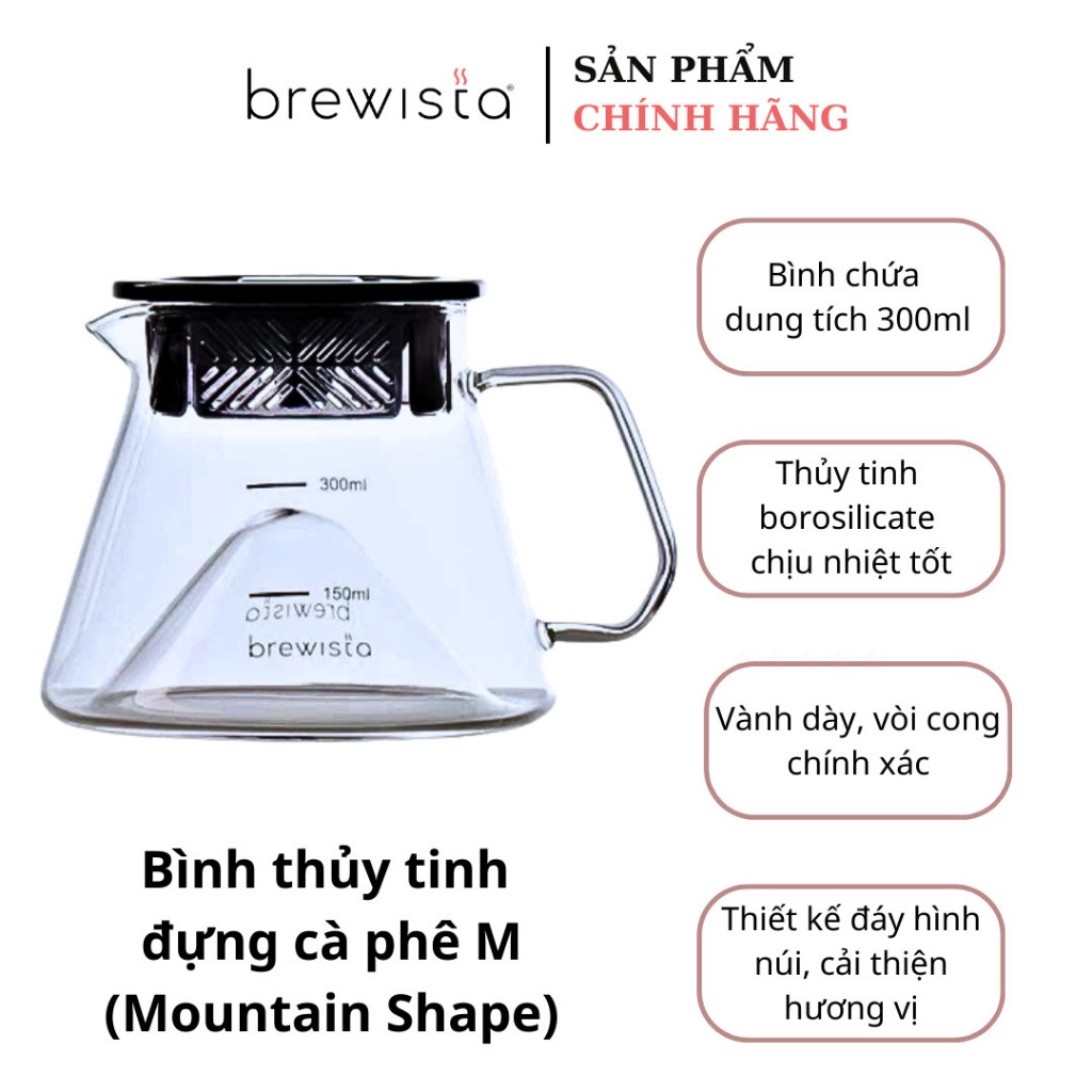 Bình chứa cà phê Brewista X-series M Glass Server - Moutain Shape ( Brewista Chính Hãng )