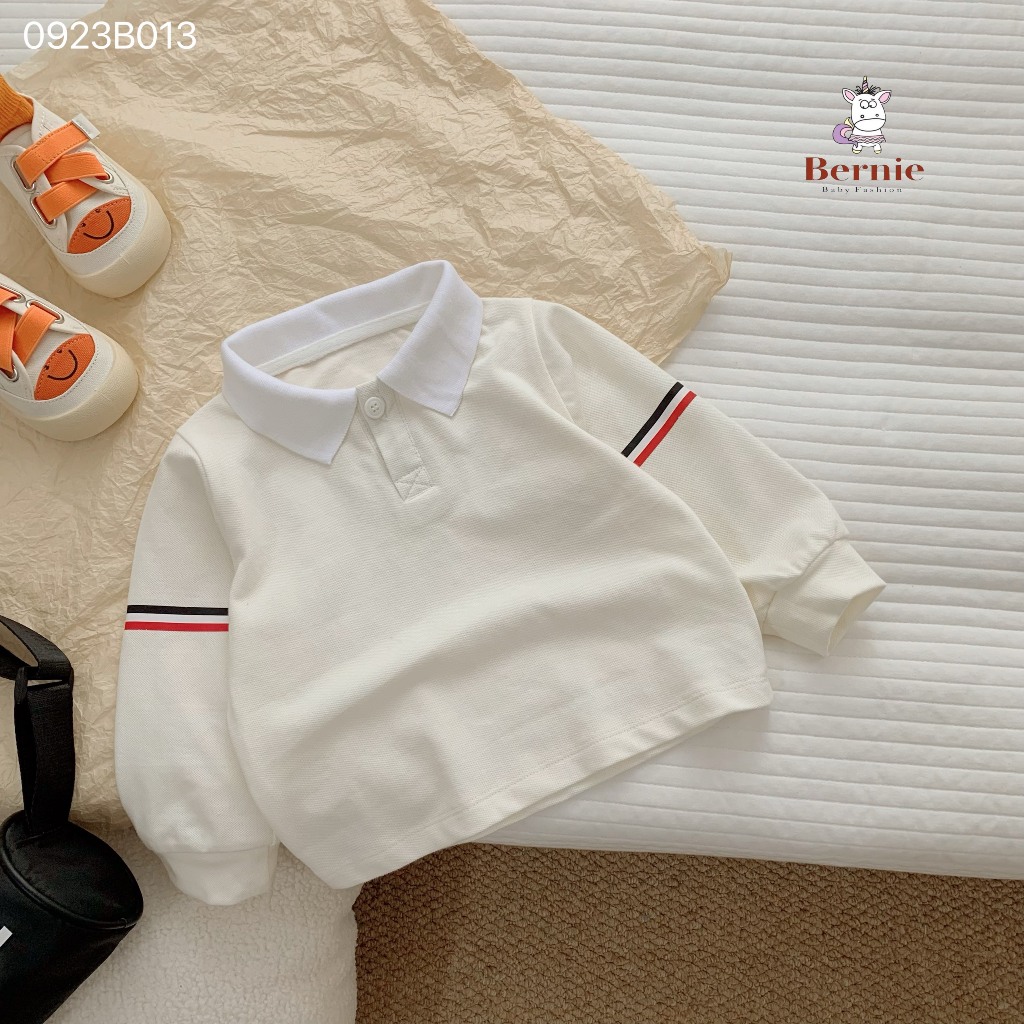 Bộ áo polo dài tay quần nỉ phối dây dệt 3 màu Bernie cho bé