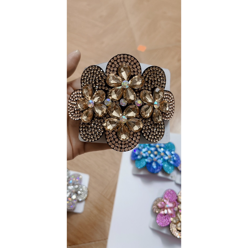 Sỉ 5 kẹp đuôi đính đá pha lê gọng 10 phân mẫu mới