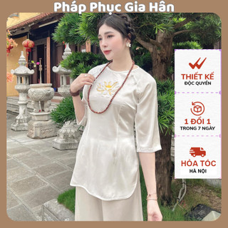 Pháp phục đi chùa,đồ lam đi lễ,set cổ tết hai da sang trọng quý phái