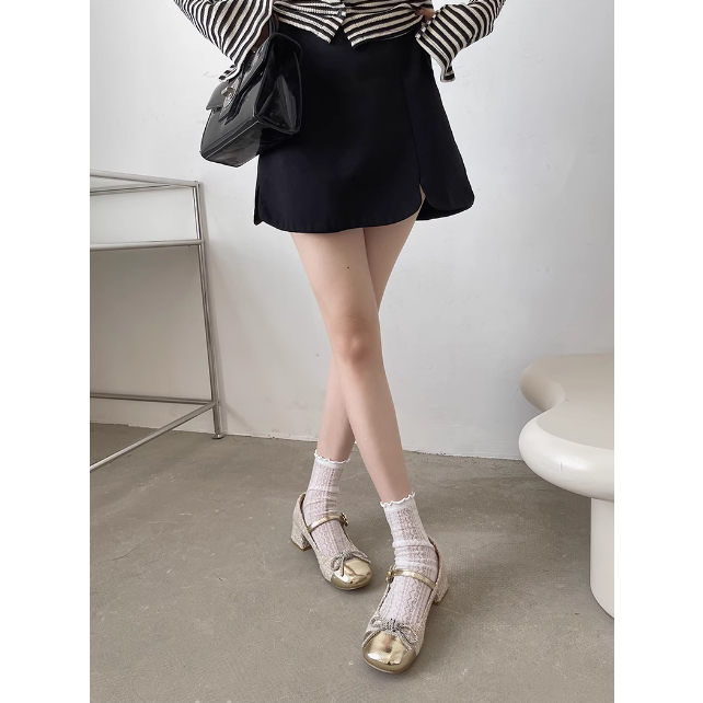 Giày Búp Bê Pháp Retro Gót Vuông Mary Jane Cho Nữ 2023 Mới, Giày Búp bê Phong Cách Cổ Điển