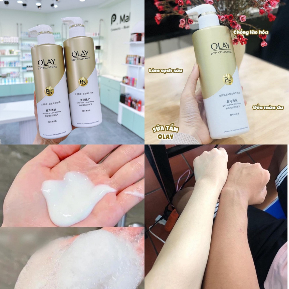 Sữa Tắm Dưỡng Trắng OLAY B3+ Retinol/Vitamin C/HA Siêu Dưỡng Trắng Da, Cấp Ẩm Và Đàn Hồi Cho Da - Chai 500ml