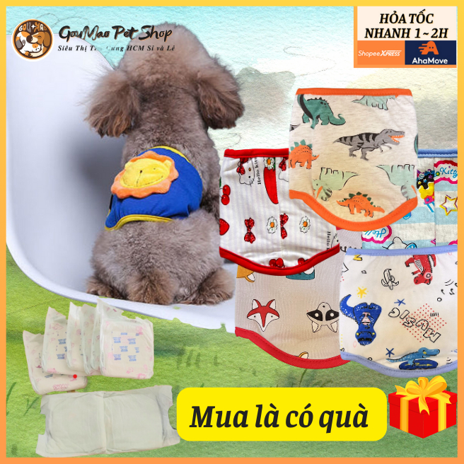 Quần sinh lý , bỉm quấn bụng cho chó đực, mua 1 quần tặng 1 miếng lót - Goumao pet
