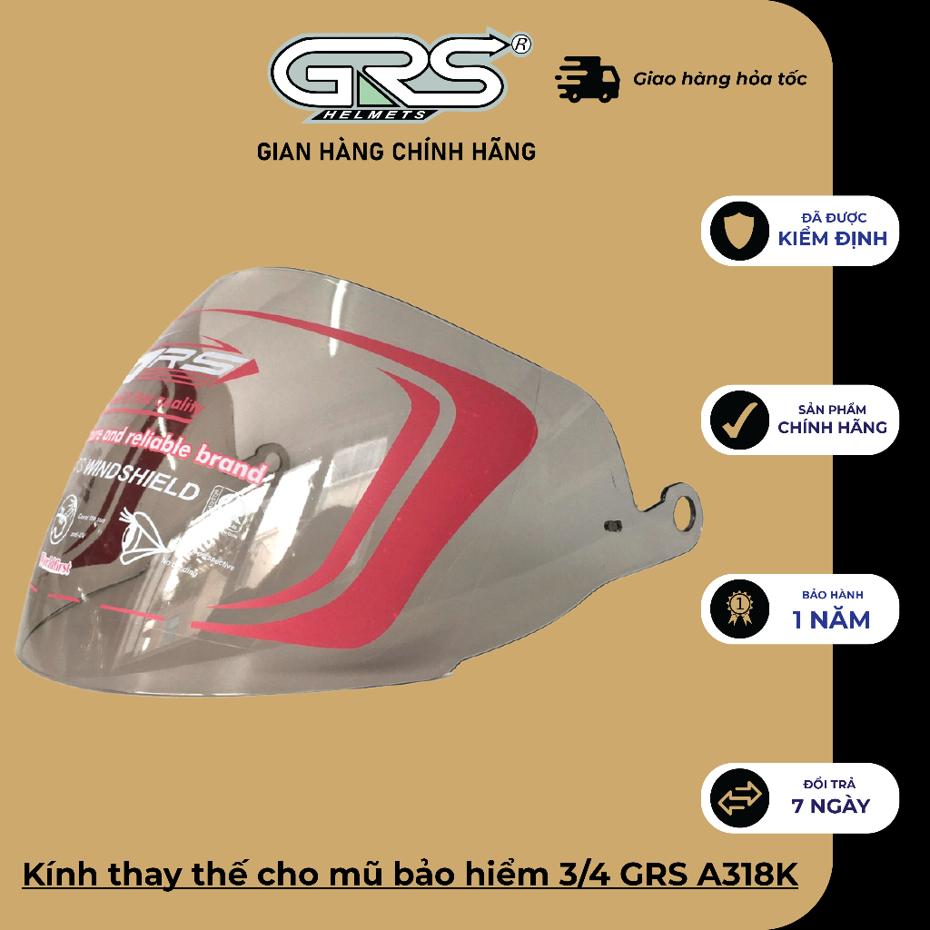 Kính thay thế cho mũ bảo hiểm 3/4 GRS A318K