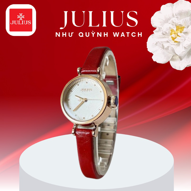 Đồng Hồ Nữ JA-1371B Julius Hàn Quốc Dây Da (Đỏ)