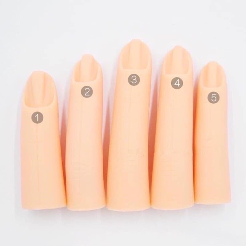Bộ 5 ngón tay giả silicon thực hành nail - Set 5 ngón tay giả cho học viên nail luyện tập dũa form m