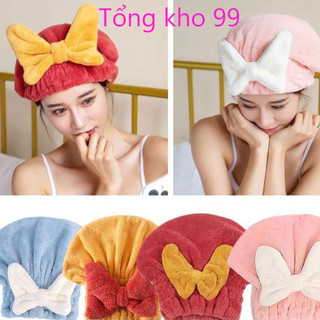 Mũ ủ tóc, mũ chùm đầu ủ khô tóc nhanh, thấm hút nước, kt 26cm hình Gấu dễ thương - tongkho99