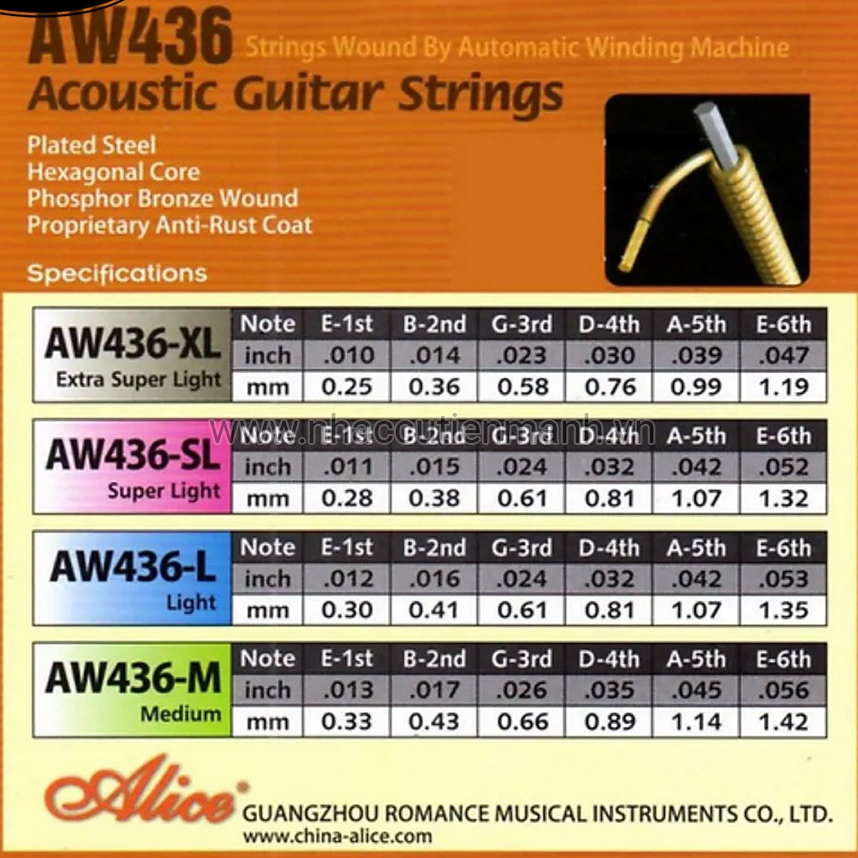 Dây Đàn Guitar Acoustic Alice AW436 Chính hãng
