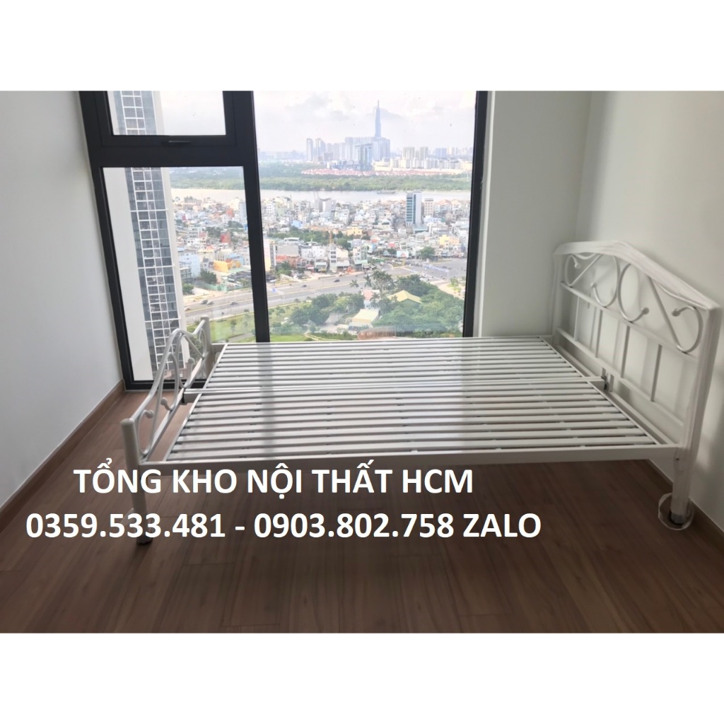 Giường Sắt Đơn Mẫu Cổ Điển Màu Trắng Nhã Nhặn, siêu xinh