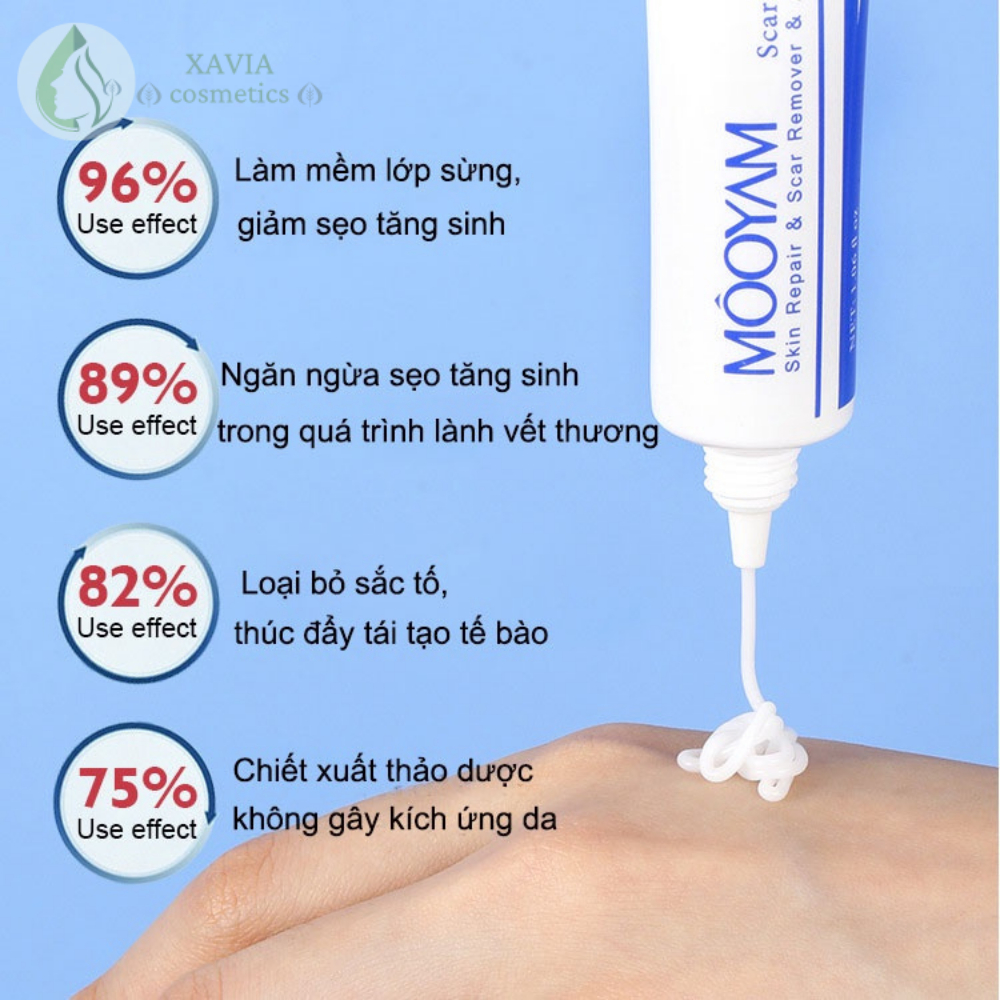 Kem mờ sẹo tinh dầu mù u từ Anh Quốc MOOYAM, Hỗ trợ mờ sẹo cũ, Đầy sẹo lõm, Làm mờ sẹo thâm - XAVIA COSMETICS