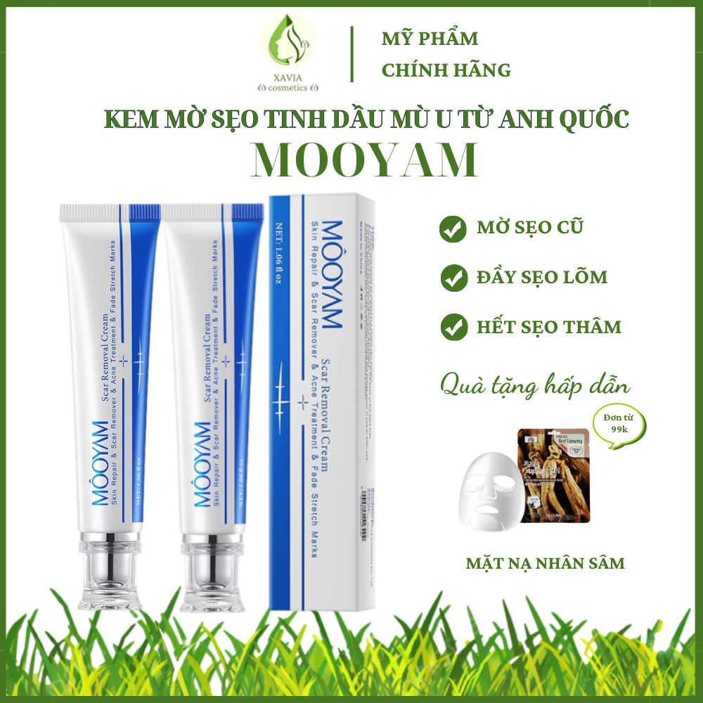 Kem mờ sẹo tinh dầu mù u từ Anh Quốc MOOYAM, Hỗ trợ mờ sẹo cũ, Đầy sẹo lõm, Làm mờ sẹo thâm - XAVIA COSMETICS