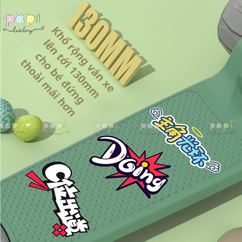 Xe Trượt Scooter Khủng Long, Xe Chòi Chân Cho Bé Kích Thước Lớn Có Đèn,