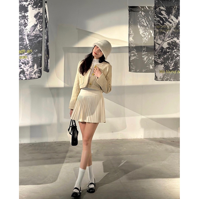 Áo Khoác Dạ Tweed Dáng Ngắn Cổ Tròn Có Cúc Đồng Sang Chảnh M2807 - Lolla Fashion