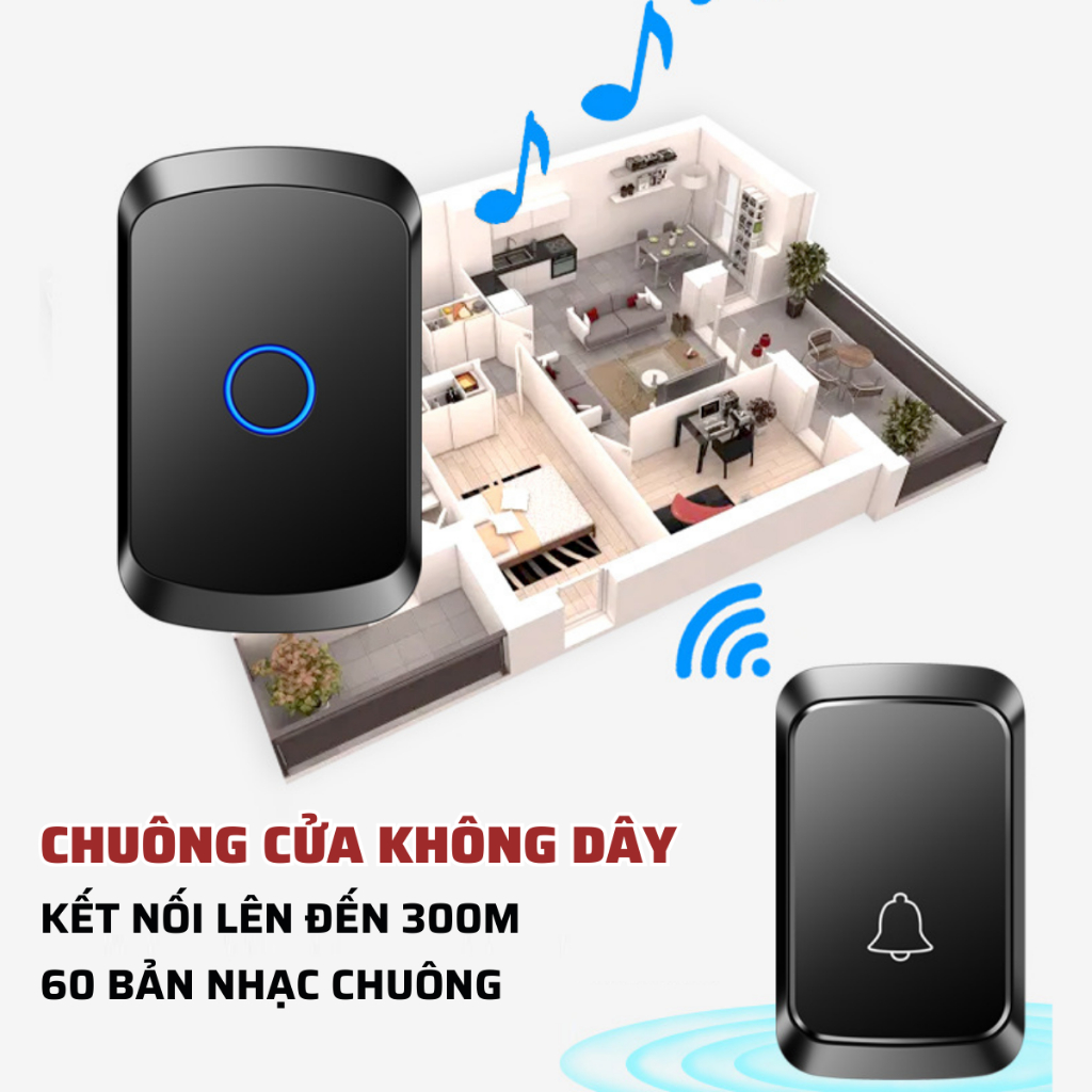 Chuông cửa không dây thông minh thế hệ mới CTFAST A50 - Khoảng cách 300 mét, chống nước, 60 loại nhạc chuông