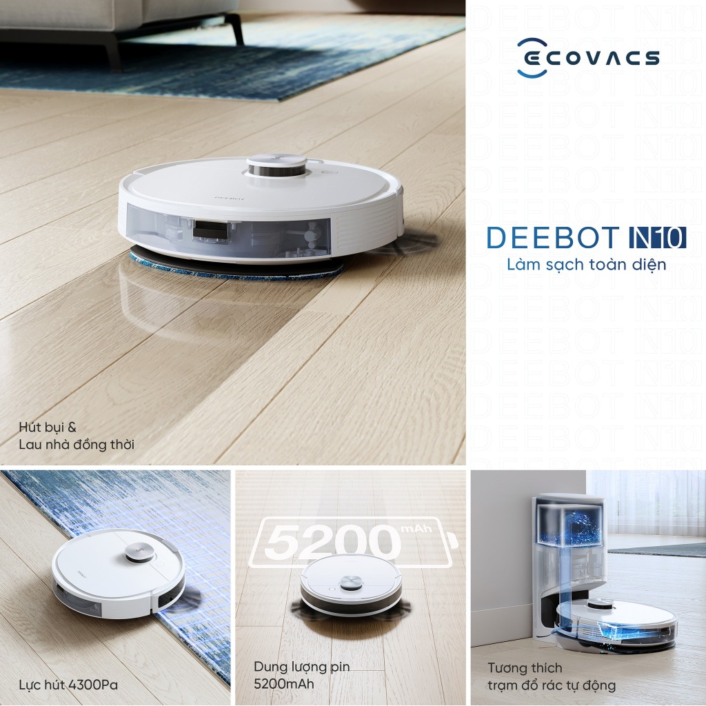 Robot hút bụi - lau nhà thông minh Ecovacs Deebot NEO/N10  - Bản Quốc Tế - Hàng Chính Hãng_Bảo hành 24 tháng