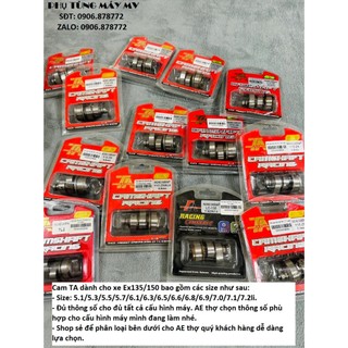 Cam ta racing đủ size từ 5.1li đến 7.2li dành cho xe ex135/150