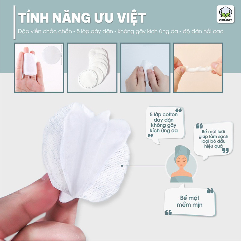 Bông Tẩy Trang Organly 150 Miếng