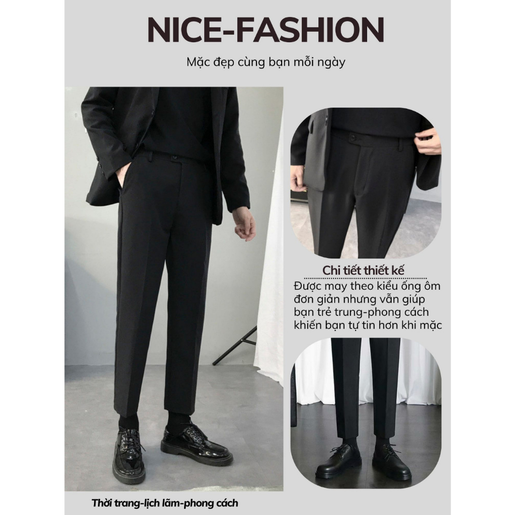 Quần Tây Nam - Quần Âu Nam cao cấp vải đẹp Zamen dáng ôm Hàn Quốc trẻ trung vải cotton co dãn nhẹ không phai màu