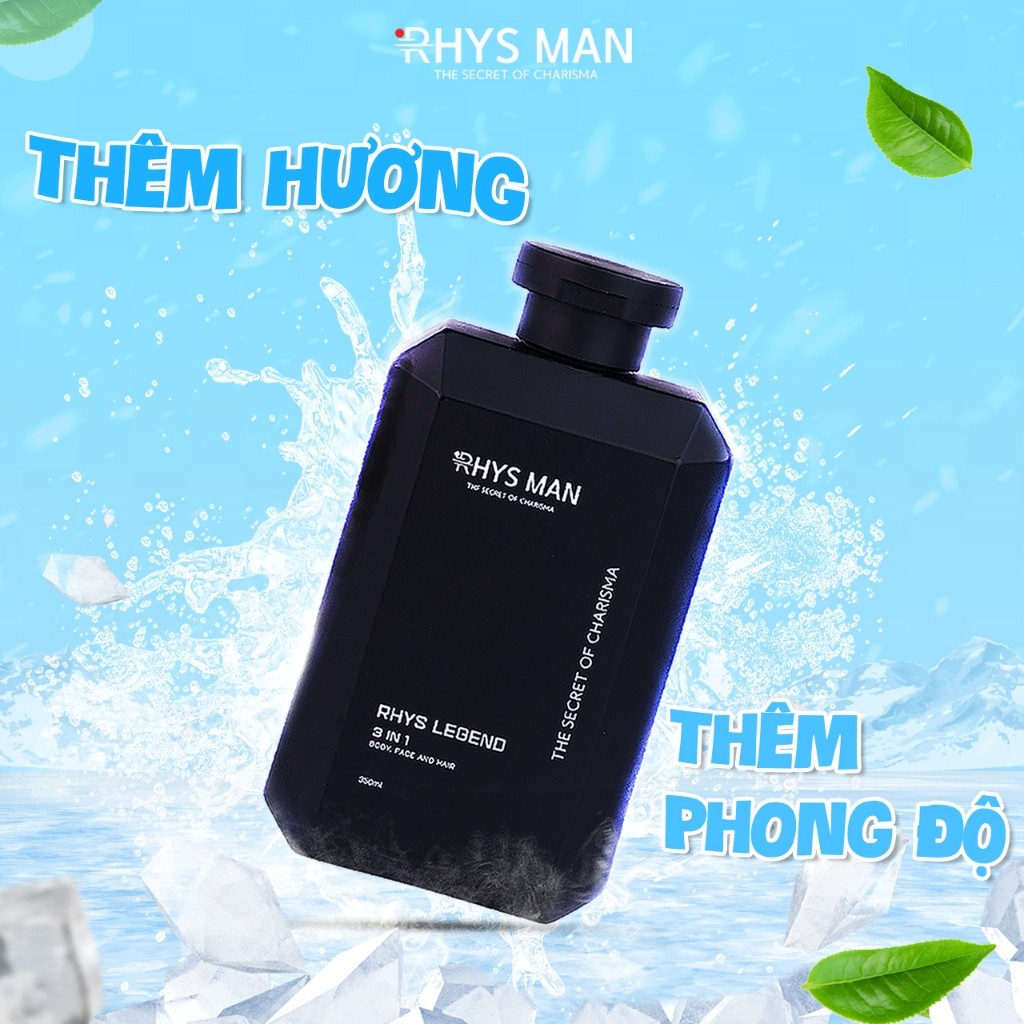 Sữa Tắm Gội Nam RHYS MAN Hương Nước Hoa 3 In 1 Rhys Legend 350ml - Sữa Tắm Nam Giới
