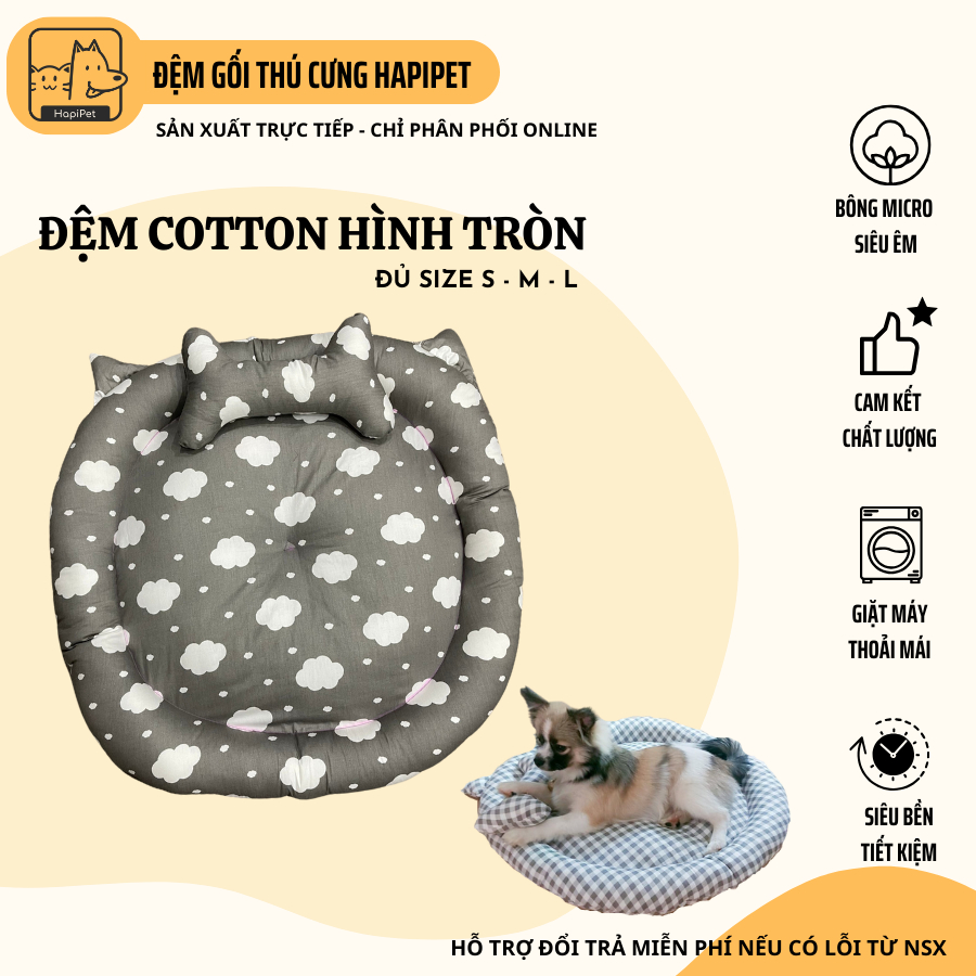 Đệm Thú Cưng Hapipet - Hình Tròn