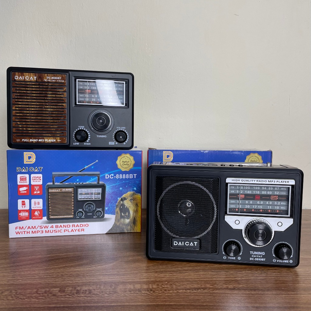 Đài Radio FM Cho Người Già DAICAT DC-9999BT Bluetooth, Đài Fm-Am-Sw Sóng Khỏe Nghe Nhạc Usb-Thẻ Nhớ Có Pin Sạc