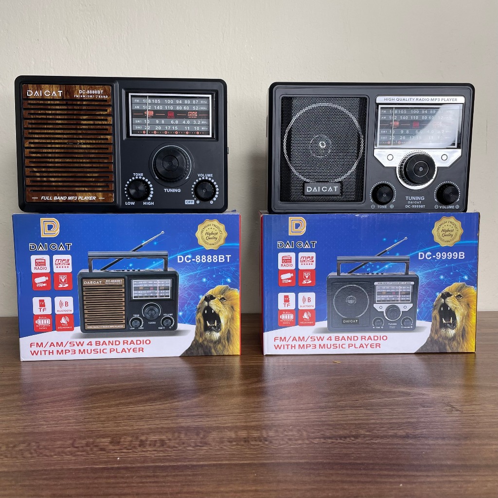 Đài Radio FM Cho Người Già DAICAT DC-9999BT Bluetooth, Đài Fm-Am-Sw Sóng Khỏe Nghe Nhạc Usb-Thẻ Nhớ Có Pin Sạc
