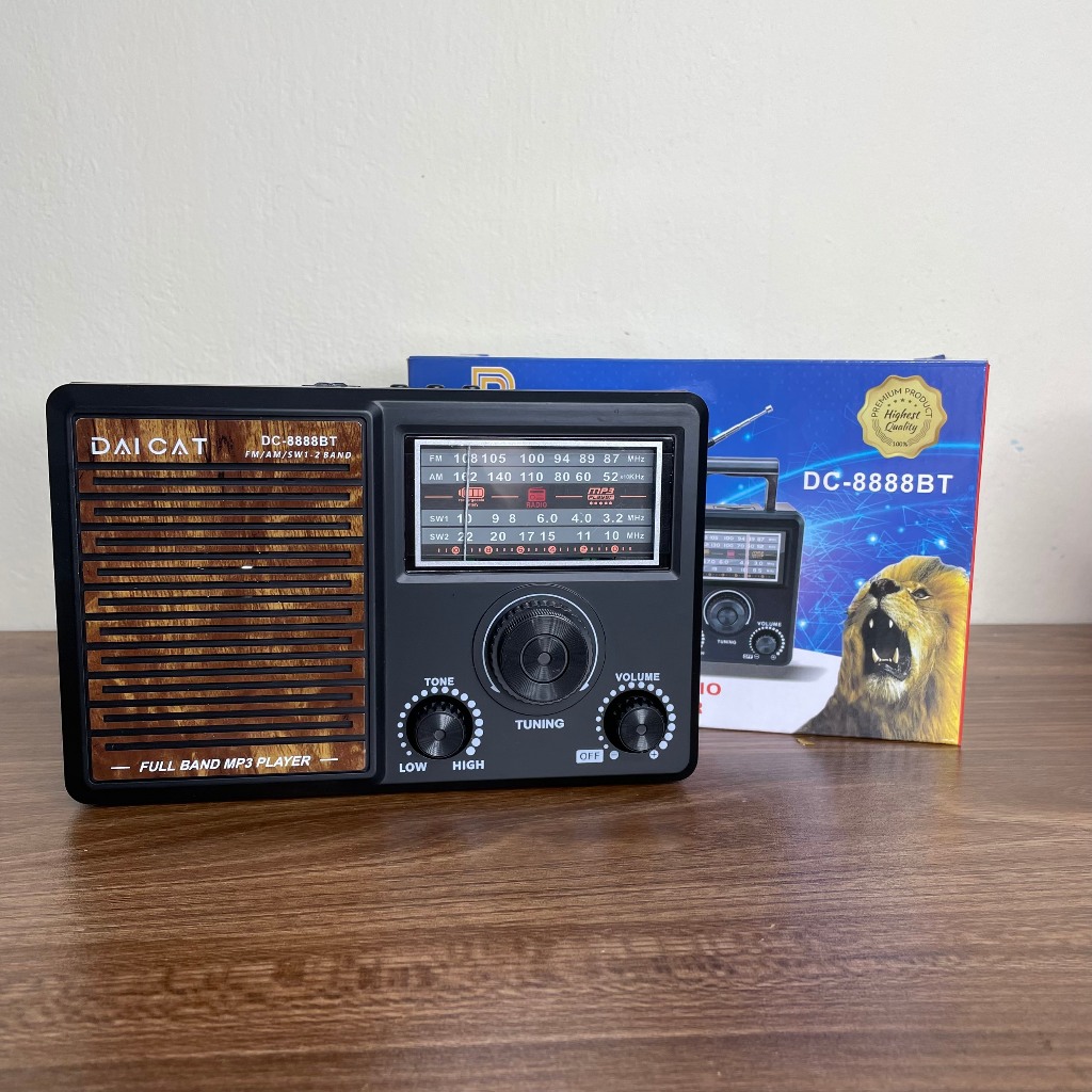 Đài Radio FM Cho Người Già DAICAT DC-9999BT Bluetooth, Đài Fm-Am-Sw Sóng Khỏe Nghe Nhạc Usb-Thẻ Nhớ Có Pin Sạc