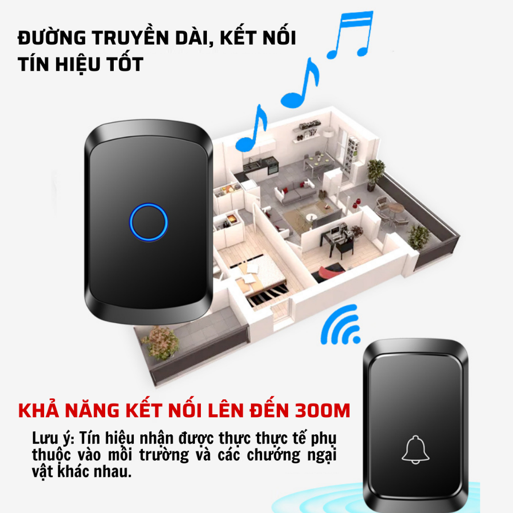 Chuông cửa không dây thông minh thế hệ mới CTFAST A50 - Khoảng cách 300 mét, chống nước, 60 loại nhạc chuông