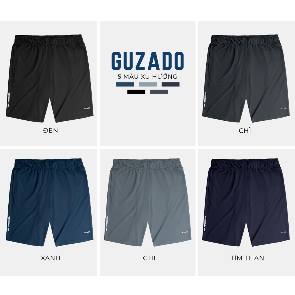 Quần đùi nam Guzado mẫu short thể thao vải thun lạnh SIÊU CO GIÃN,thoáng mát vận động thoải mái GSR02